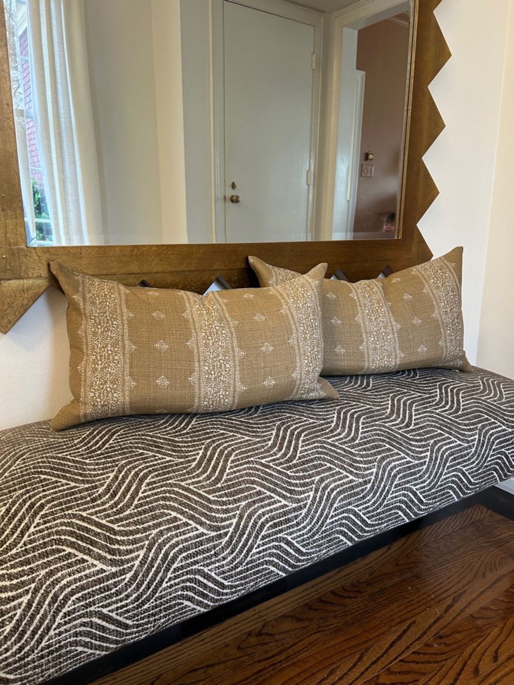 Pair of custom designer Peter Dunham Fez bronze pillow covers 20x12